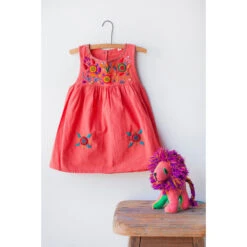 The Global Trunk Girls' Jardinita Dress - Coral
