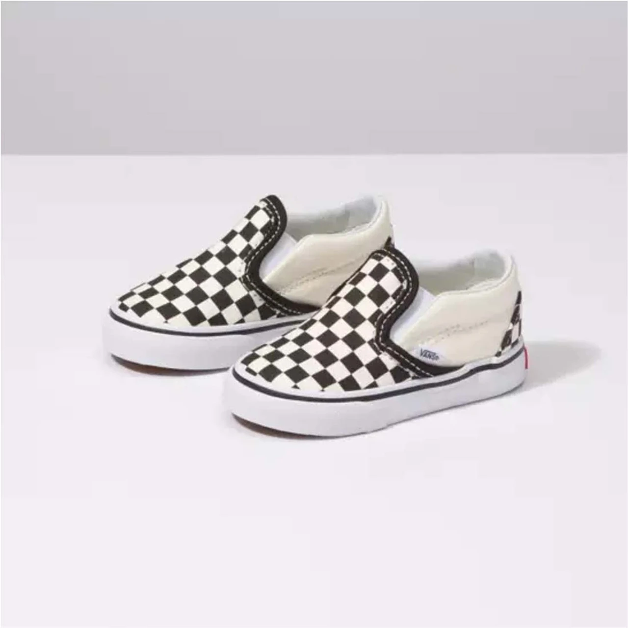 Vans Toddlers' Classic Checkerboard Slip On Shoes - Black/Off White Check - Image 2