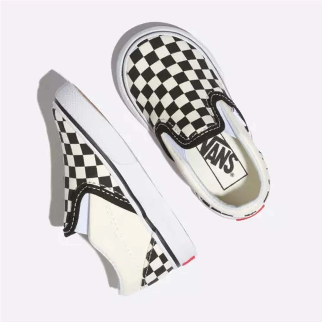 Vans Toddlers' Classic Checkerboard Slip On Shoes - Black/Off White Check - Image 4